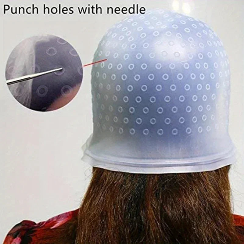 Silicone Hair Highlight Cap with Hook Needle – Frosting Hair Coloring Cap PLUSH