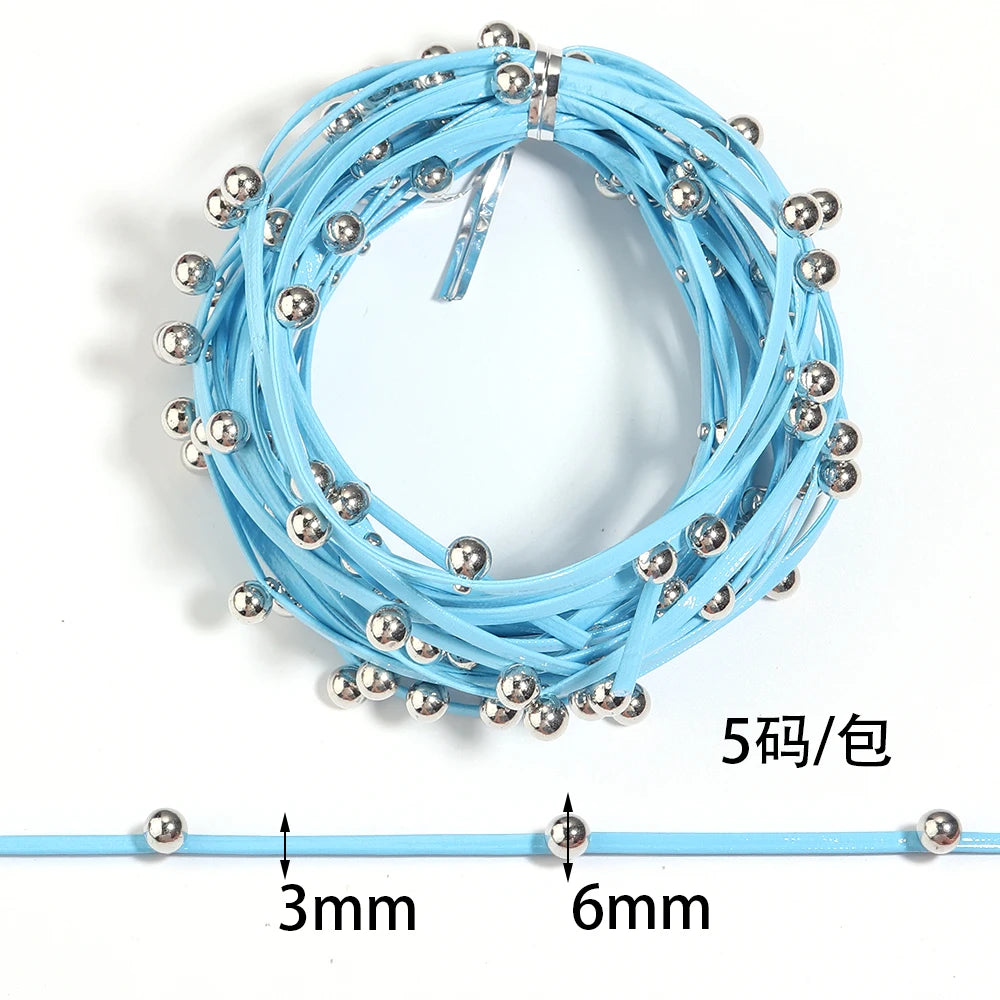 5 Yards Studded PU Leather Cord with Metal Ball Beads – DIY Leather Jewelry Cord PLUSH