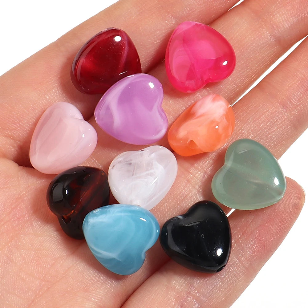 10pcs Colorful Acrylic Heart Spacer Beads 14mm – DIY Jewelry Acrylic Spacer Beads PLUSH