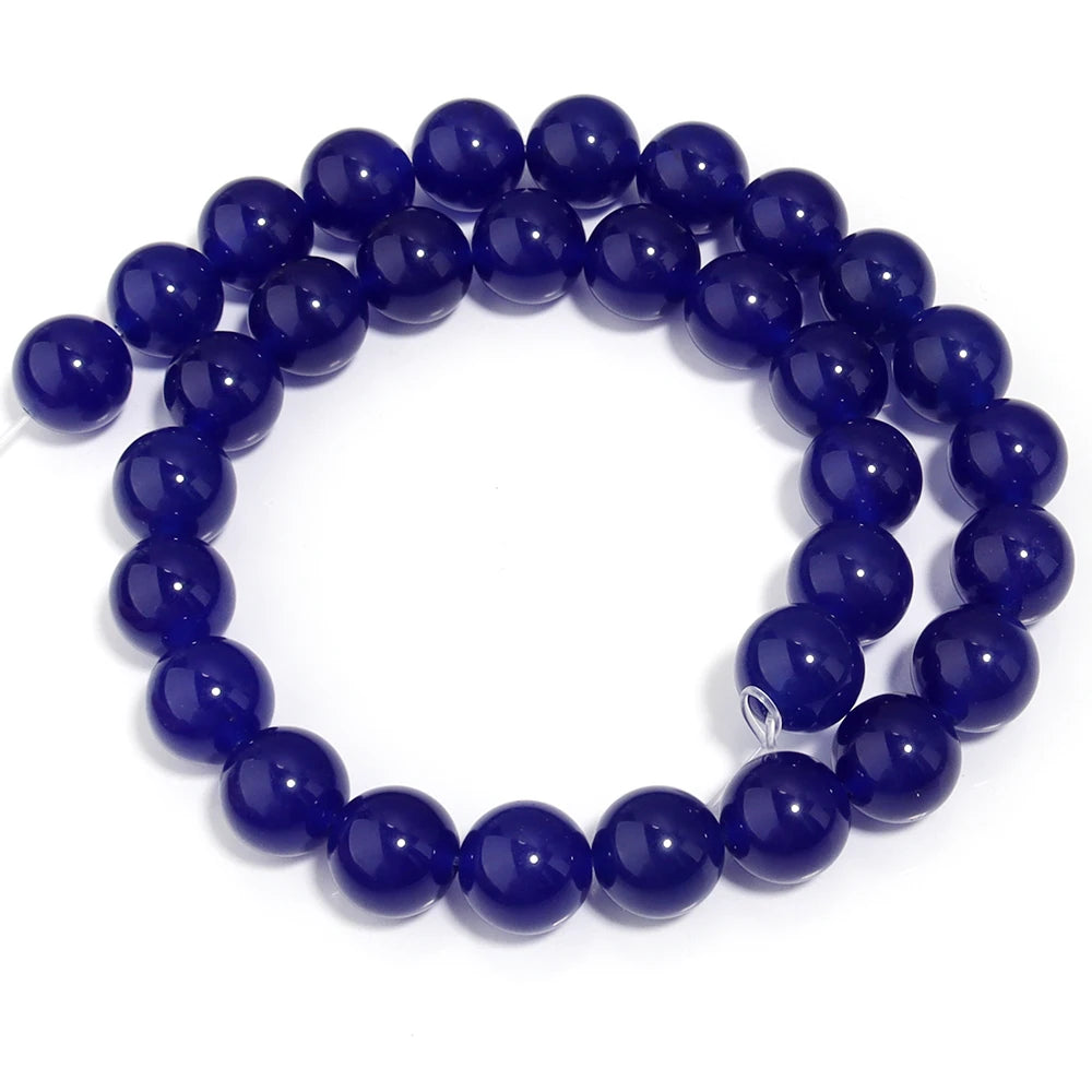 Dark Blue Chalcedony Round Stone Beads 4–12mm | DIY Jewelry Natural Stone Beads PLUSH 12mm-ap32pcs