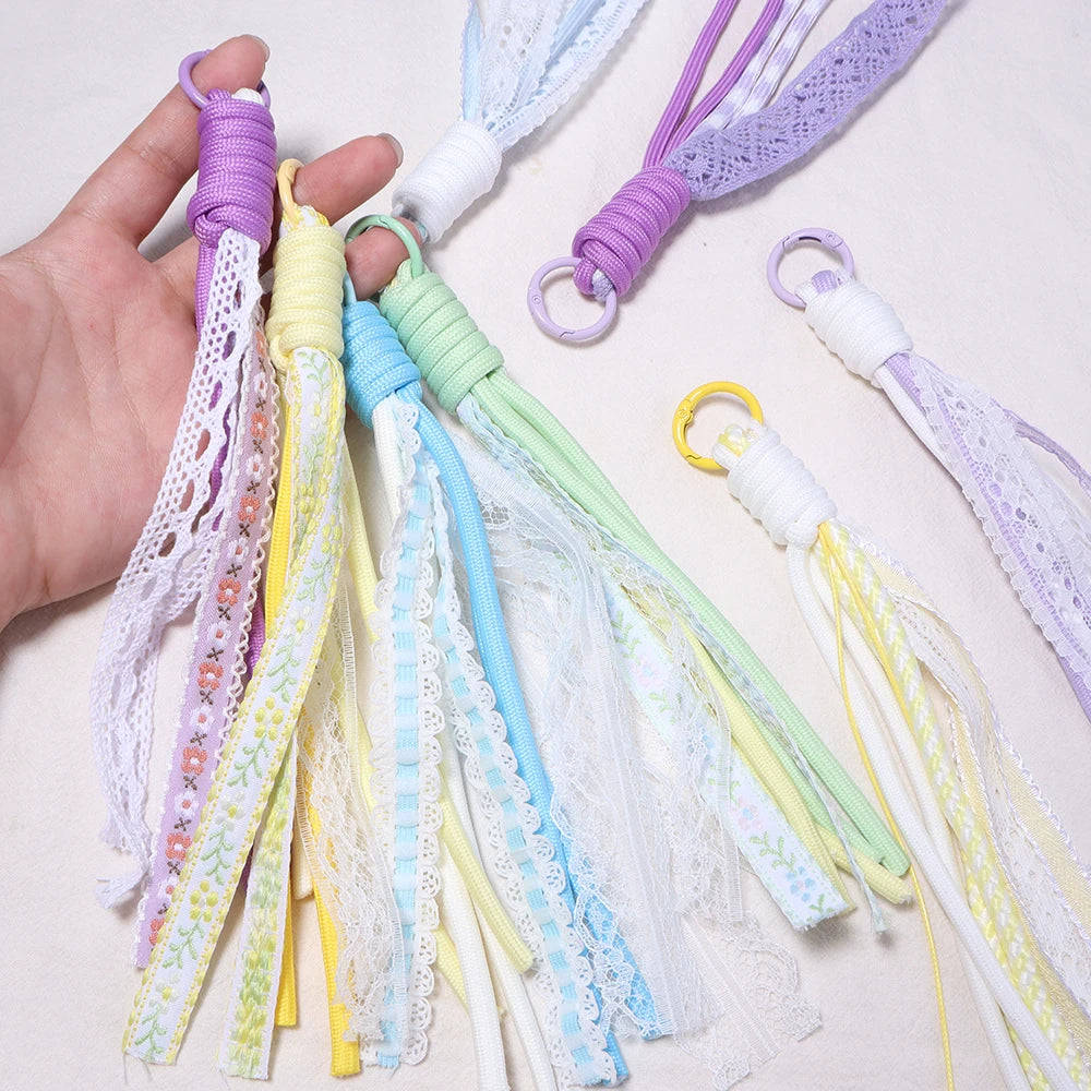 2pcs Braided Nylon Lanyard Keychain Charms – DIY Bag Pendant Keychain Lanyard Charm PLUSH