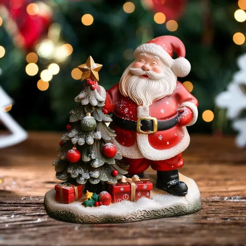 Christmas Resin Ornament – Santa Claus & Tree Desktop Decor Resin Holiday Ornament PLUSH