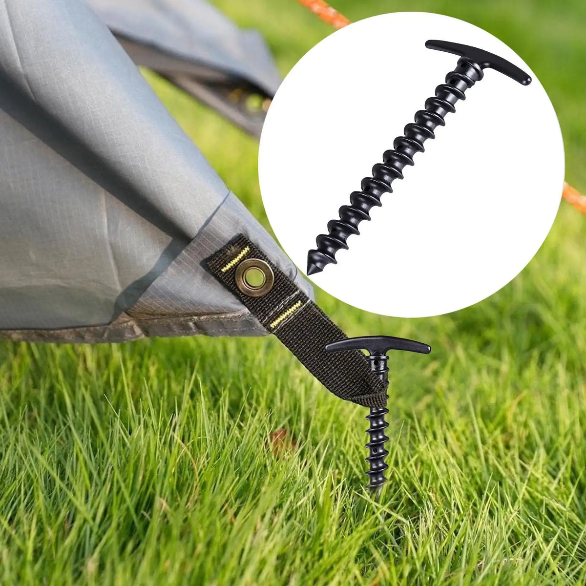 10-Pack Screw-In Tent Stakes – Windproof Camping Ground Pegs Tent Stakes PLUSH
