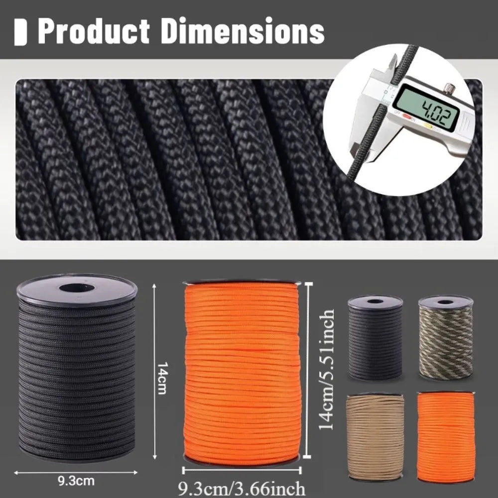 100M 550 Paracord 4mm 9-Core Survival Rope for Camping Survival Paracord Rope PLUSH