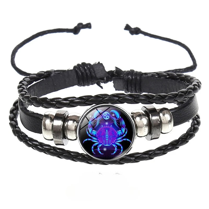Glow in the Dark Zodiac Constellation Bracelet | Braided Rope Charm Bracelet PLUSH Cancer Luminous 18-26CM
