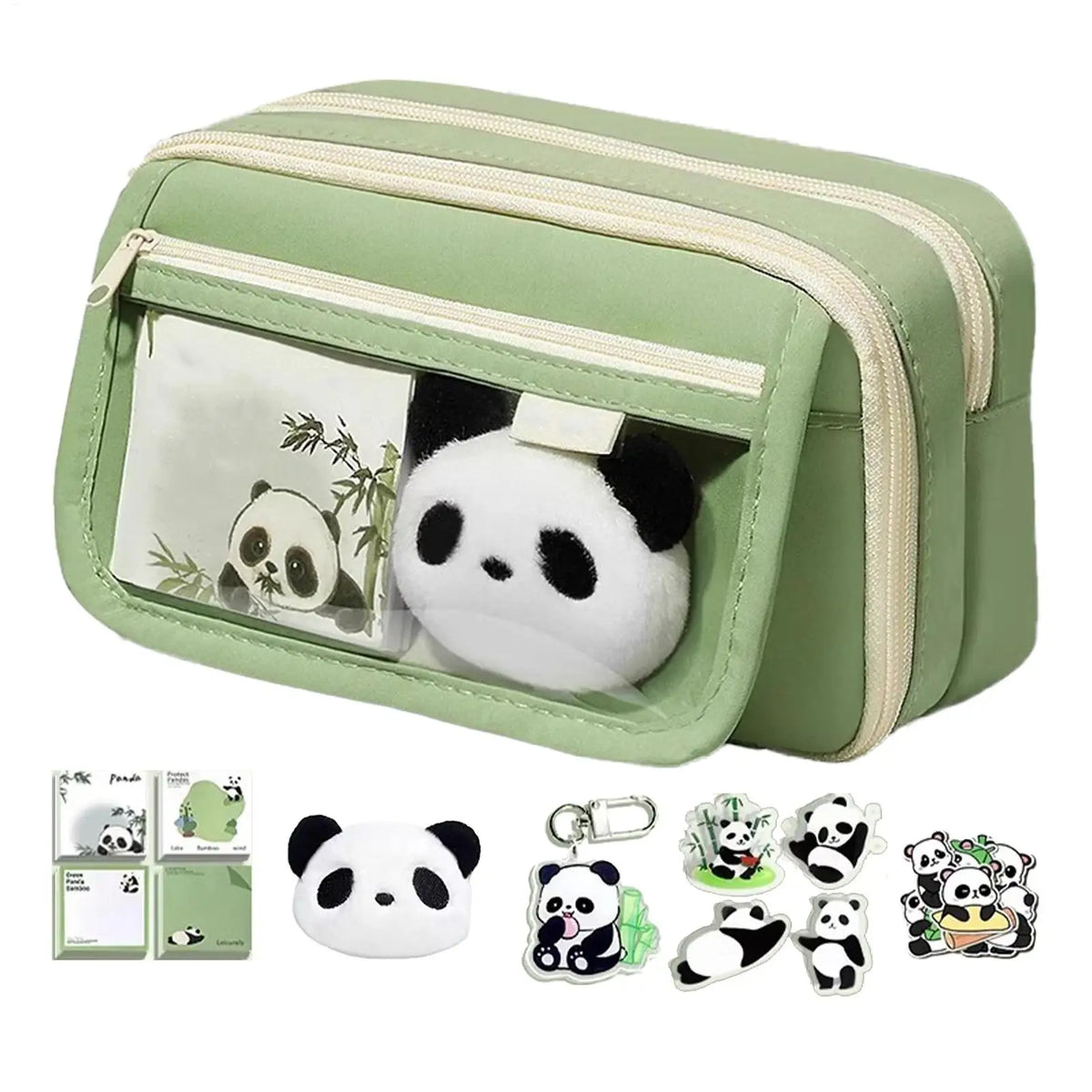 Panda Pencil Case Large Capacity – Brooch, Keychain & Stickers Pencil Case PLUSH