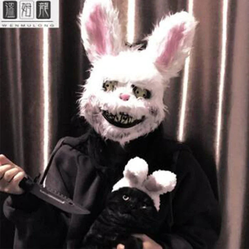 LED Glowing Rabbit Mask – Halloween Cosplay Costume Headgear Halloween Costume Mask PLUSH