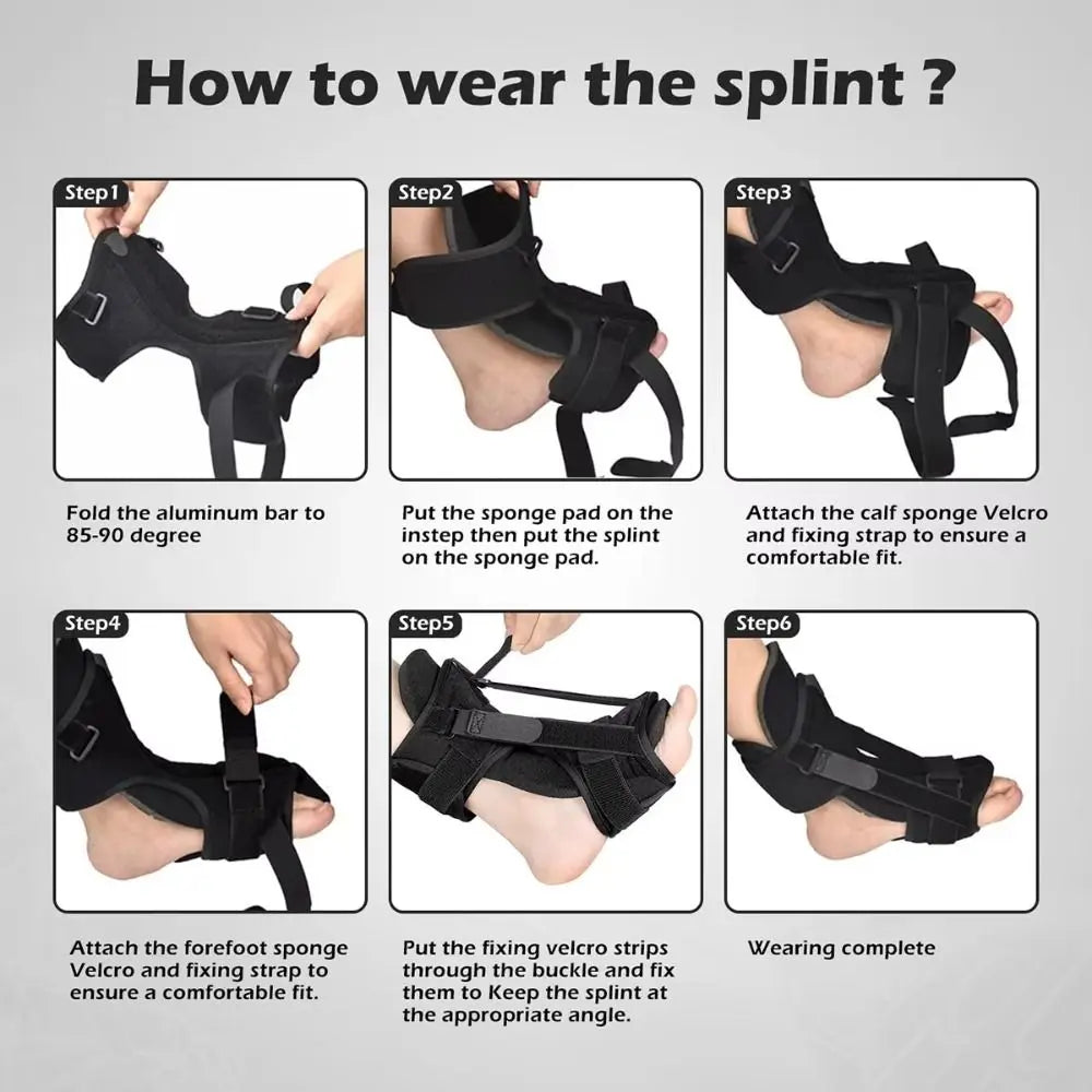Dorsal Drop Foot Brace – Adjustable Night Splint Support Foot Drop Splint PLUSH