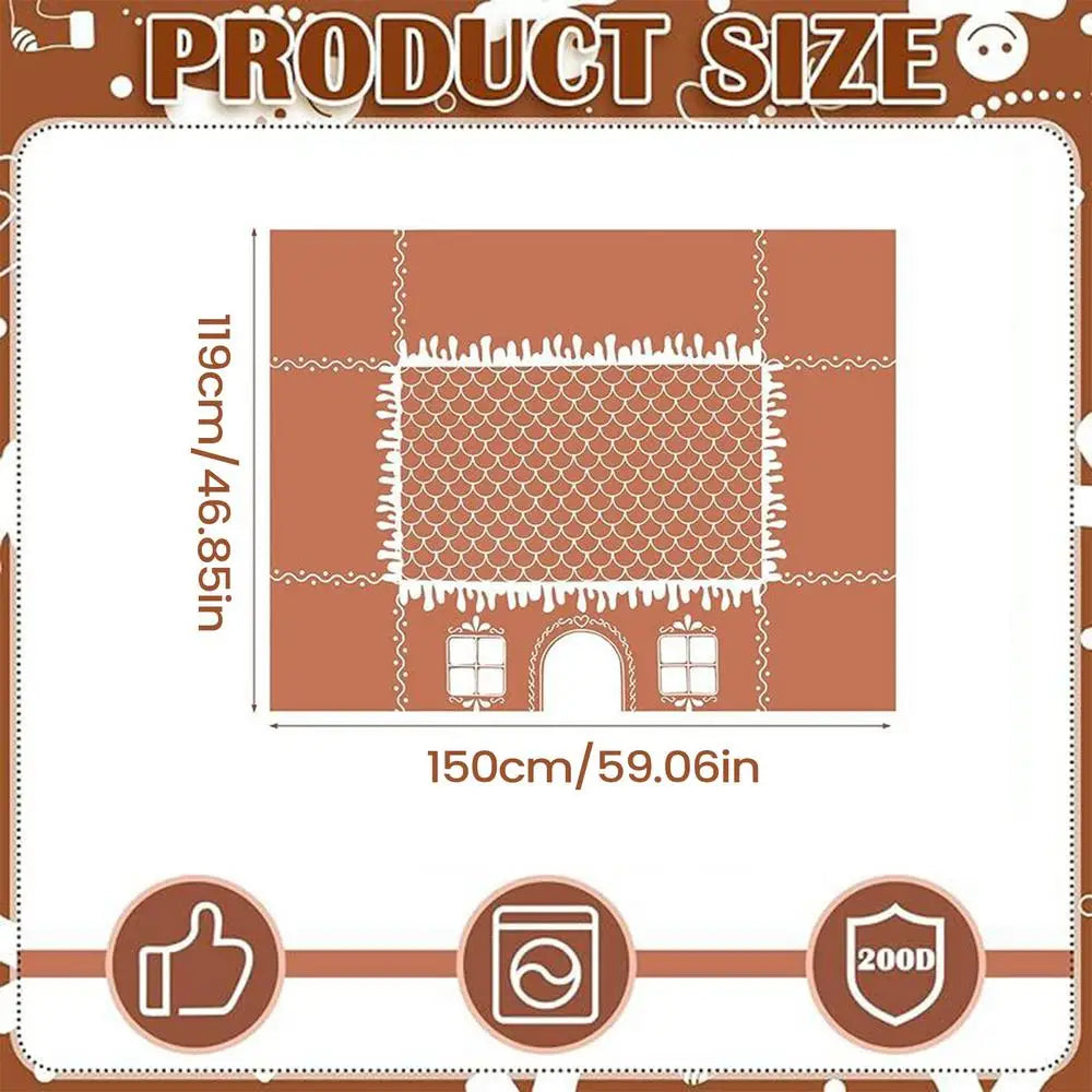 Christmas Gingerbread House Tablecloth | Festive Holiday Table Cover Holiday Tablecloth PLUSH 47x59 inch