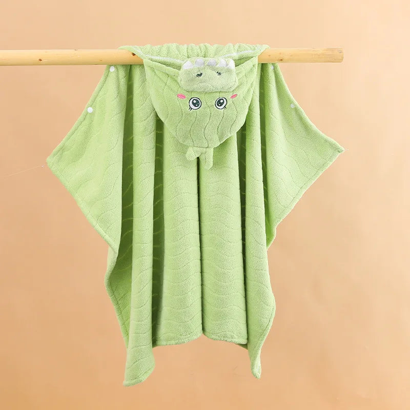 Animal Hooded Baby Bath Towel – Soft Newborn Swaddle 80x120cm Hooded Baby Towel PLUSH Green 80X120cm
