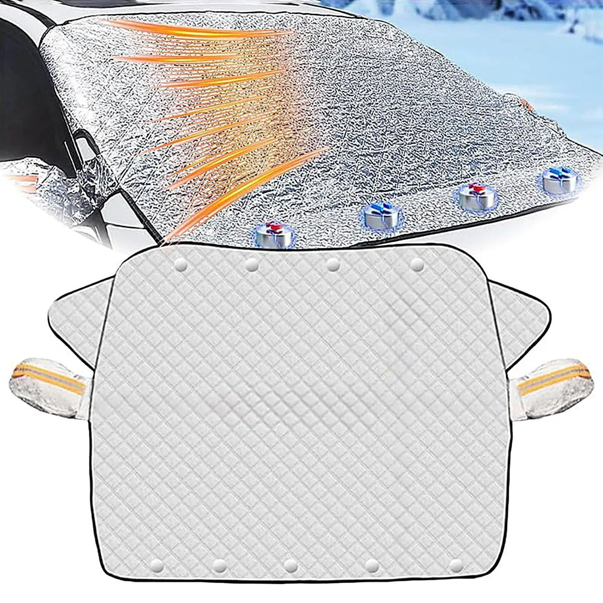 Magnetic Car Windshield Snow & Sun Cover – Universal Fit Windshield Protector Cover PLUSH