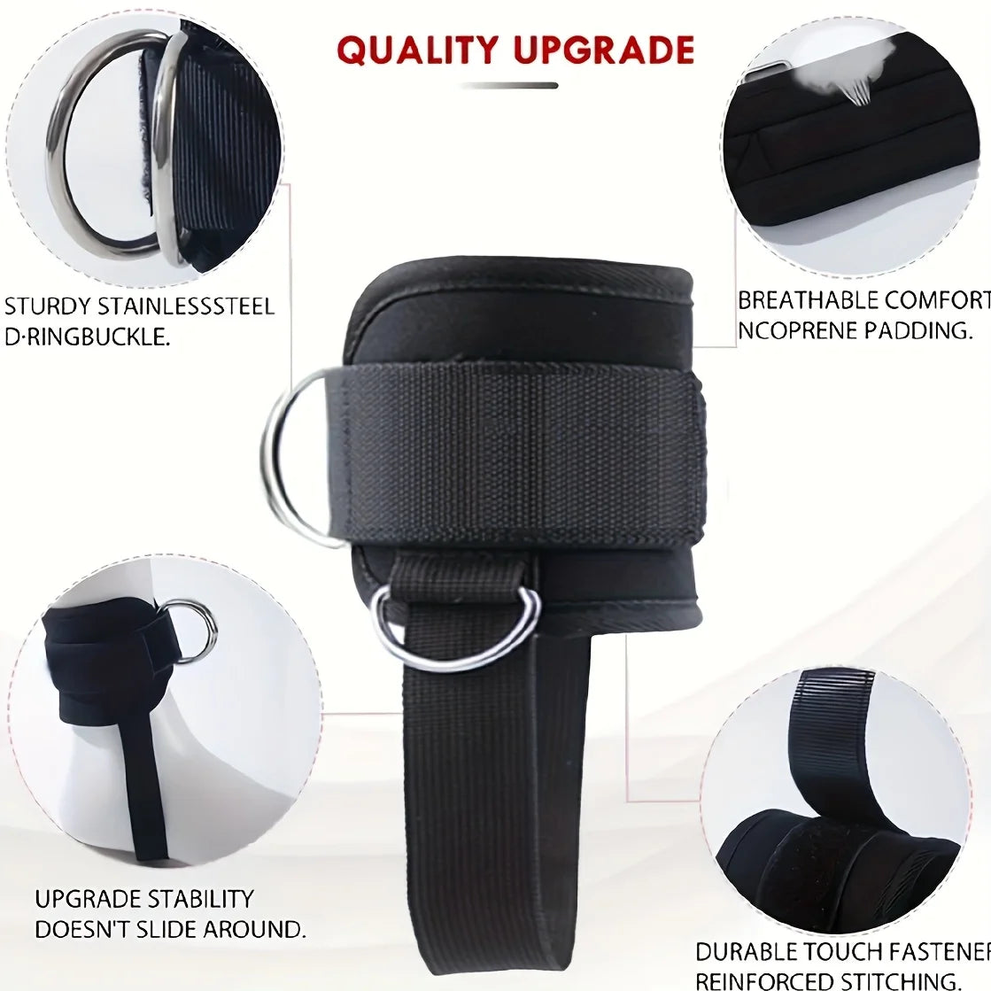 Adjustable Ankle Straps for Cable Machines – 2pcs Gym Cuffs Ankle Strap Cuffs PLUSH