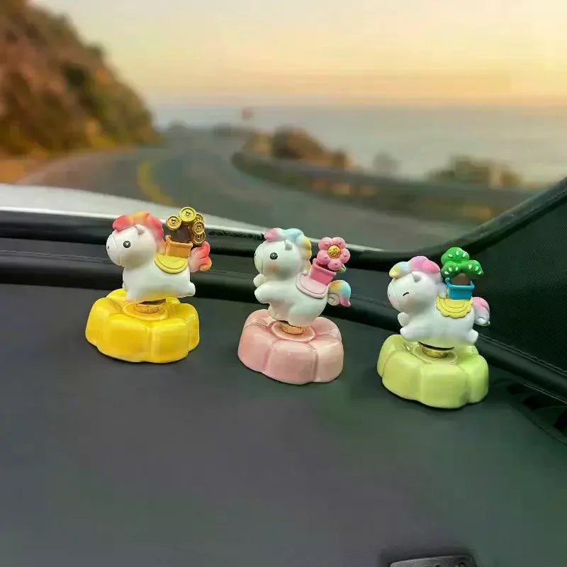 Lucky Rocking Pony Car Dashboard Ornament | Cute Horse Figurine Dashboard Figurine PLUSH