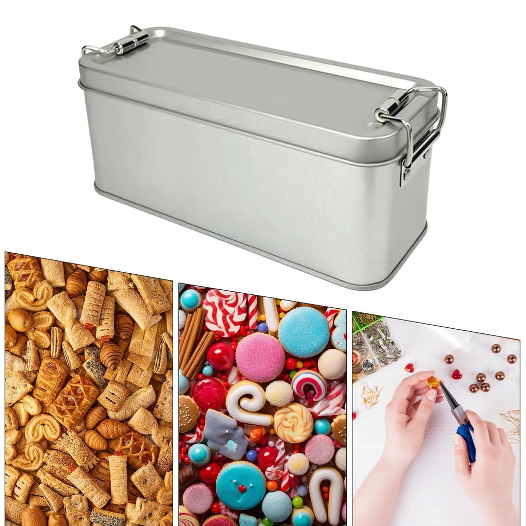 Rectangular Tinplate Tin Box with Buckle Lid | Storage & Gift Tin Storage Box PLUSH