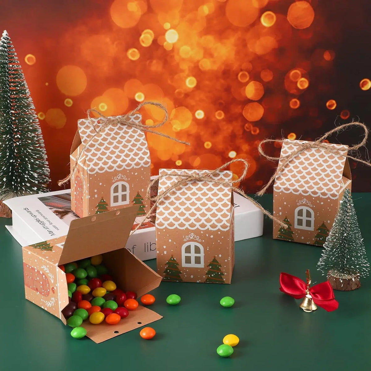 Christmas House Gift & Candy Boxes – Holiday Party Favor Set Holiday Gift Boxes PLUSH