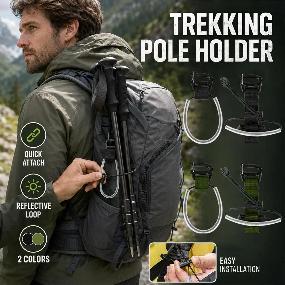 Trekking Pole Holder Strap – Hands-Free Backpack Organizer Hiking Pole Strap PLUSH