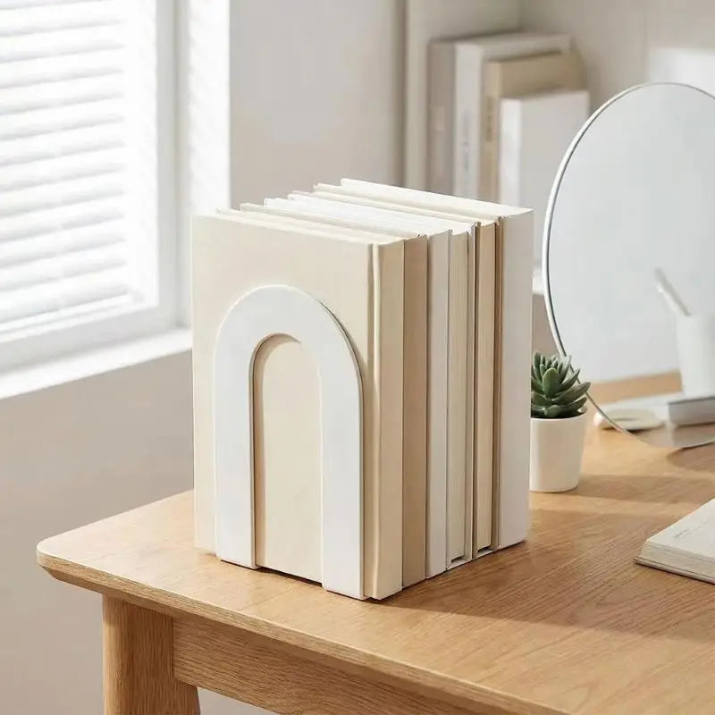 2-Pack L-Shaped Iron Bookends – Non-Slip Heavy-Duty Book Holders Iron Bookends PLUSH