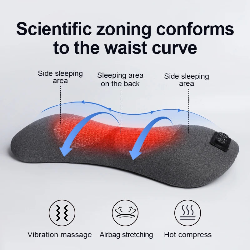 USB Heated Back Massage Pillow – 3-in-1 Lumbar & Spinal Support Massage Pillow PLUSH
