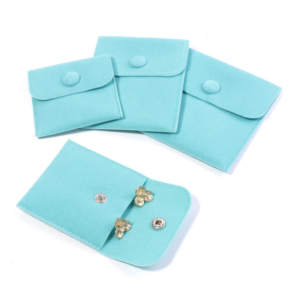 Velvet Snap Button Jewelry Pouch – Rings, Earrings & Gifts Jewelry Packaging Pouch PLUSH Sky Blue 10X10mm