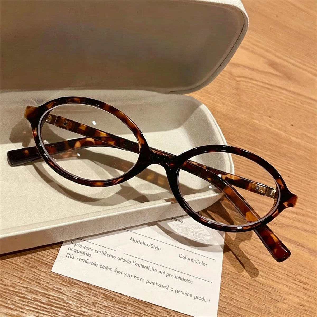 Women Retro Leopard Oval Glasses Anti Blue Light 0 to -4.0D Corrective Eyeglasses PLUSH leopard color 1.00 Myopia