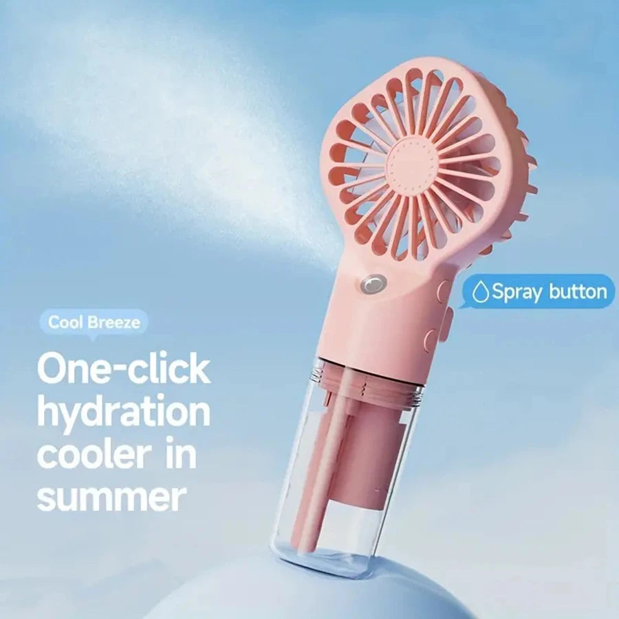 Portable Rechargeable Handheld Misting Fan – USB Travel Fan Handheld Misting Fan PLUSH