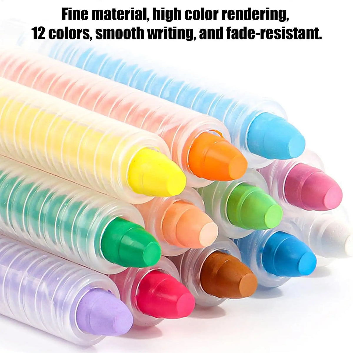 12-Color Dustless Chalk Set – Washable Erasable Kids Chalk Dustless Chalk Set PLUSH