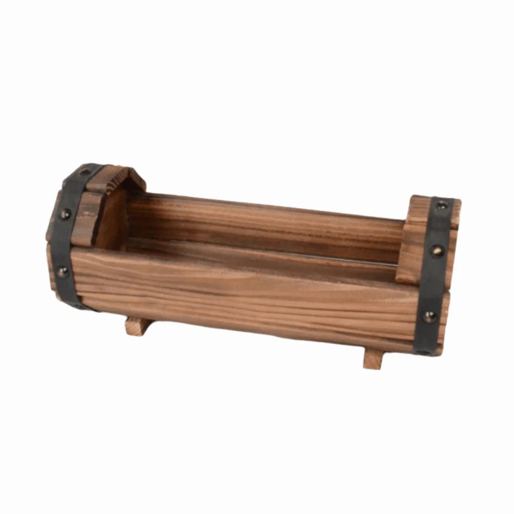 Rustic Wooden Barrel Planter Box – Farmhouse Flower Pot Wooden Barrel Planter PLUSH L