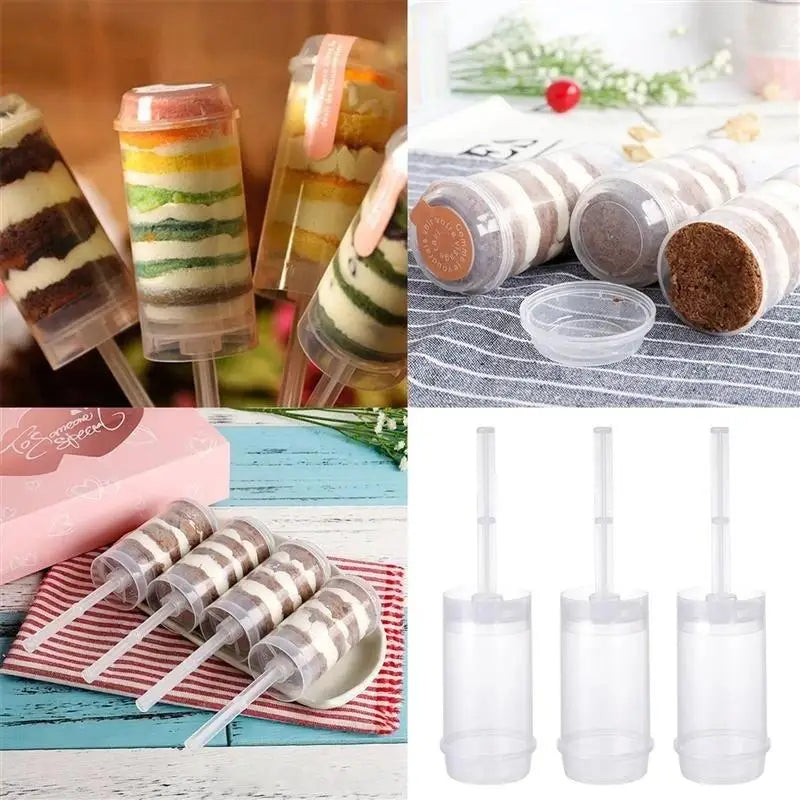 50-Pack Clear Push-Up Cake Containers – BPA-Free Food Safe Cake Pop Molds PLUSH