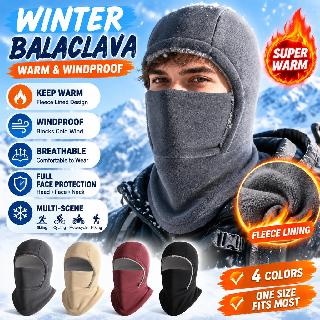Fleece Lined Balaclava – Windproof Winter Face Mask for Adults Winter Balaclava Mask PLUSH