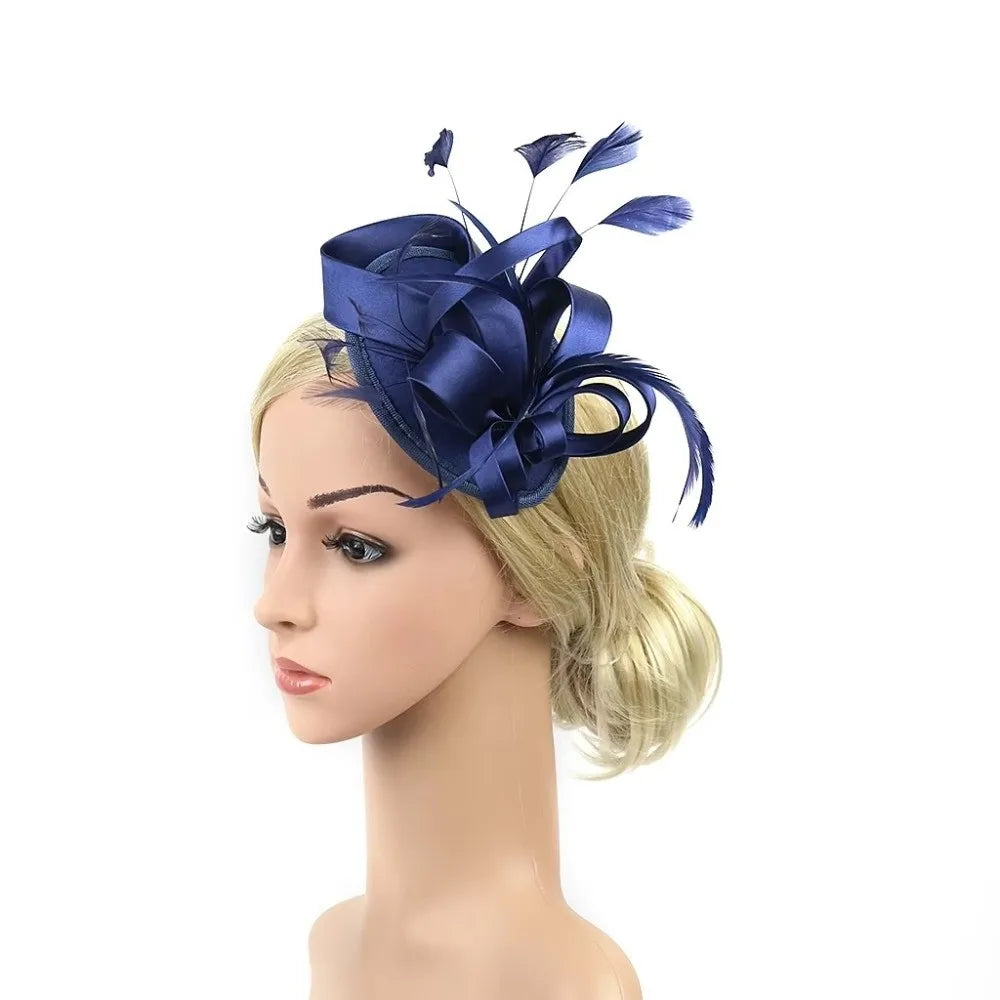 Sweet Bow Feather Fascinator Headband | Tea Party Hair Hoop Fascinator Headband PLUSH