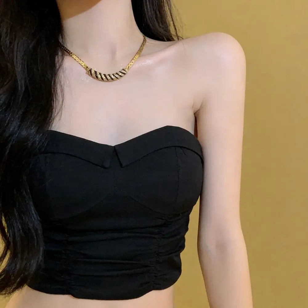 Black Gold Zircon Choker Necklace | French Retro Snake Chain Choker Necklace PLUSH