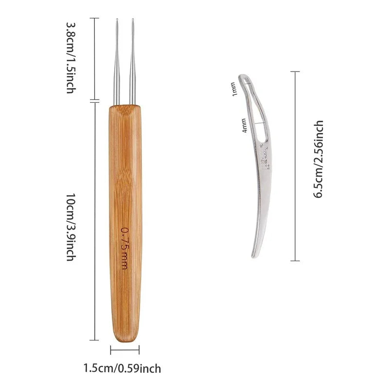 Wooden Crochet Dreadlocks Braid Needle – Hair Extension Tool Hair Crochet Needle PLUSH