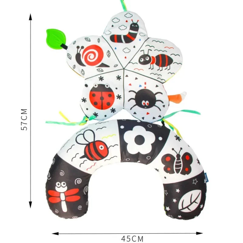 Baby Tummy Time Pillow – High Contrast Black & White Sensory Baby Tummy Time Pillow PLUSH