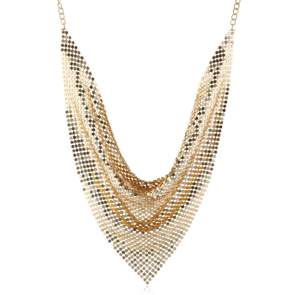 Vintage Metal Chain Choker – Leopard Print & Sequin Necklace Chain Choker Necklace PLUSH Gold