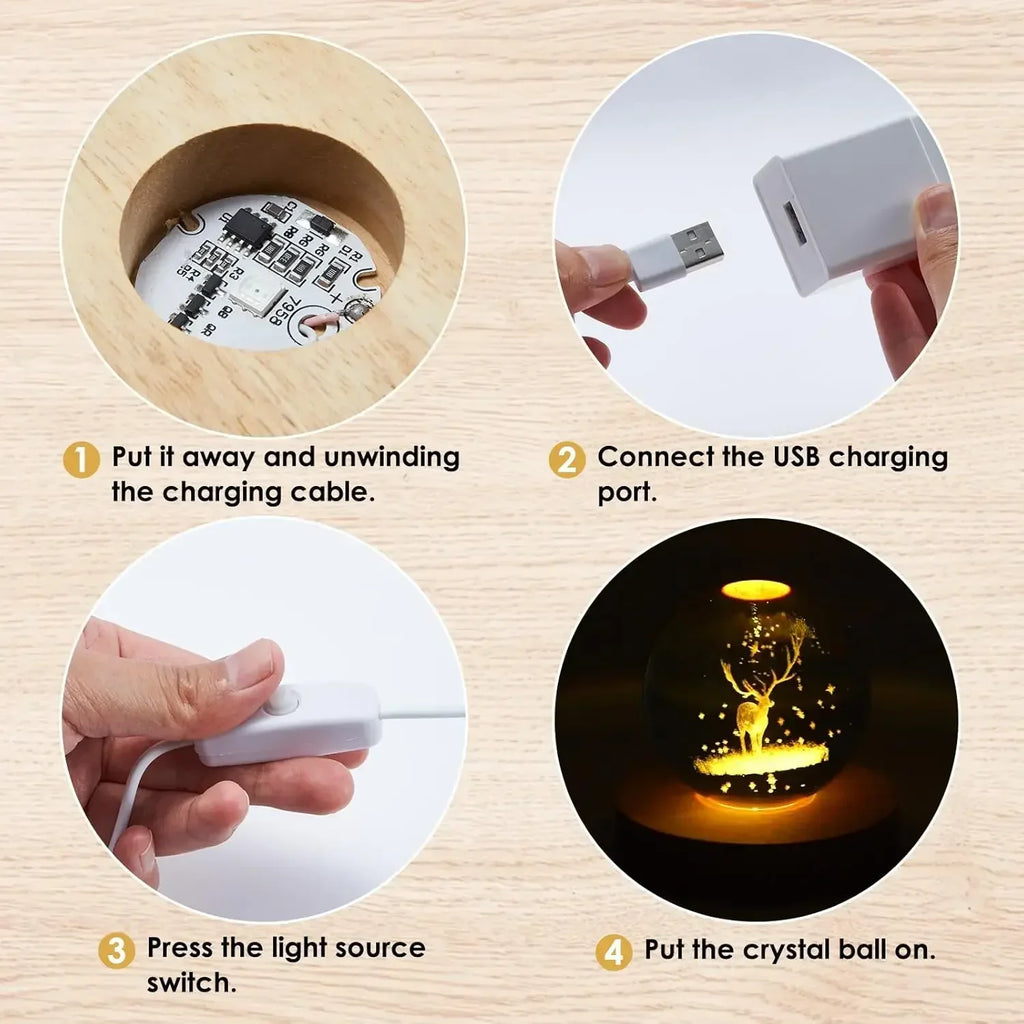 Wooden LED USB Night Light Display Stand – Desk Lamp Base LED Display Lamp Base PLUSH