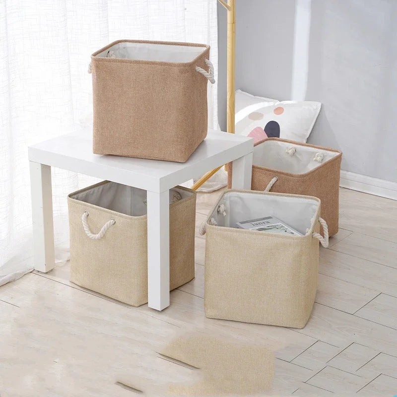 Modern Minimalist Linen Storage Basket | Square Foldable 33cm Linen Storage Basket PLUSH