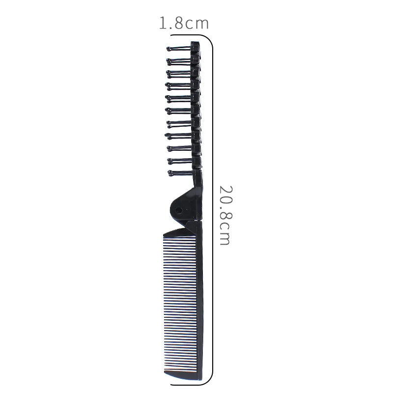 Folding Pocket Beard Comb – Double-Sided Fine & Wide Teeth Beard Pocket Comb PLUSH Black