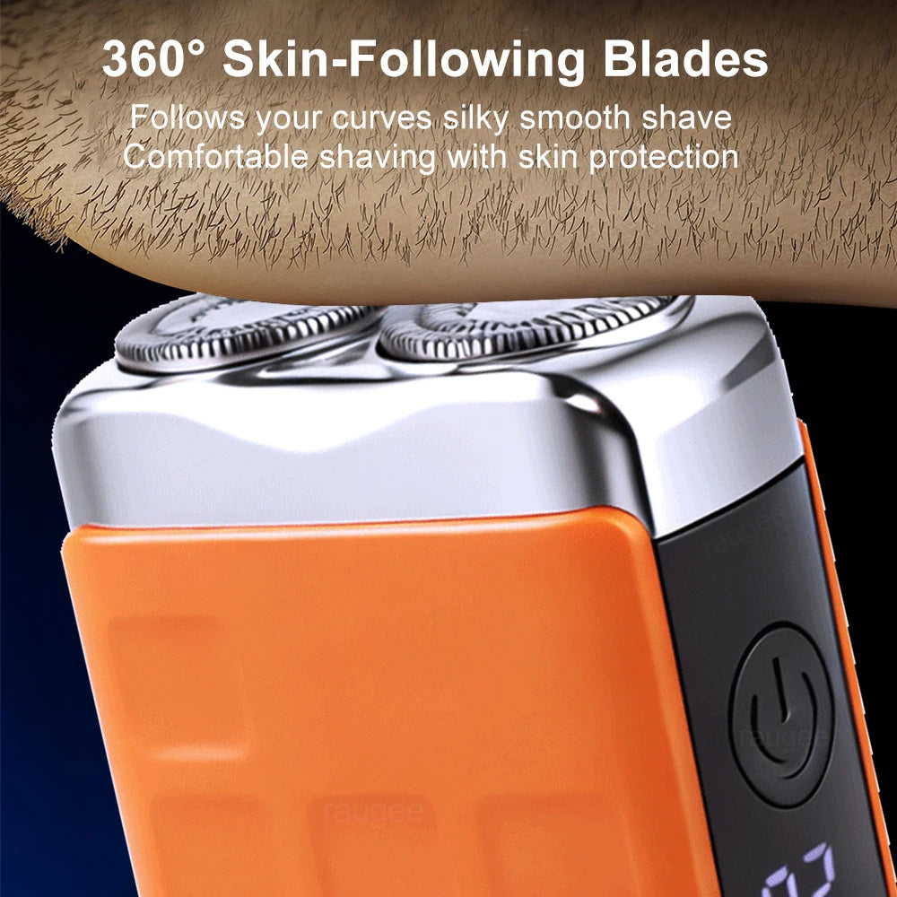 Raugee Mini Electric Shaver for Men – Dual Blade Rotary Razor Electric Shaver PLUSH