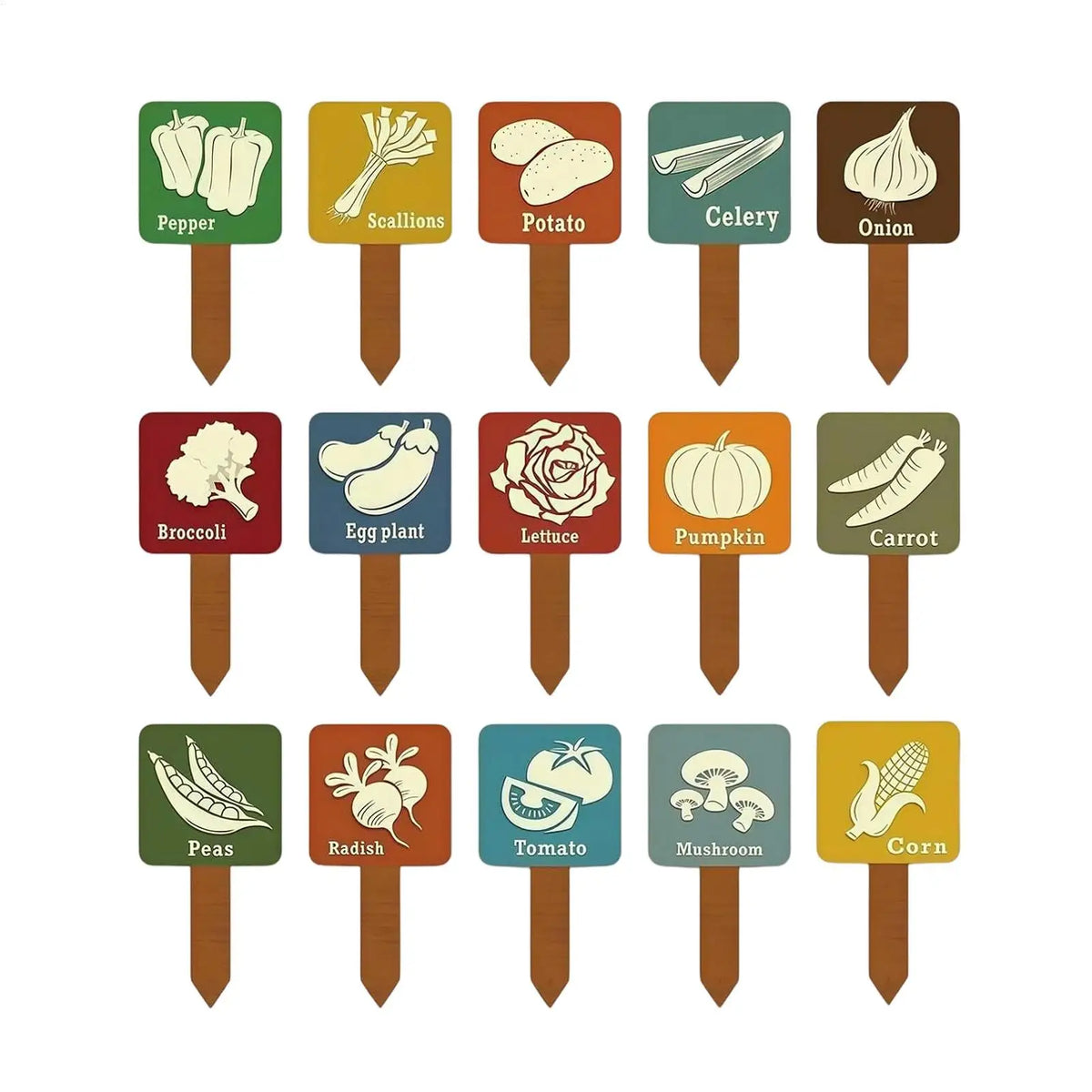 15pcs Wooden Waterproof Plant Markers & Garden Stakes Garden Plant Markers PLUSH