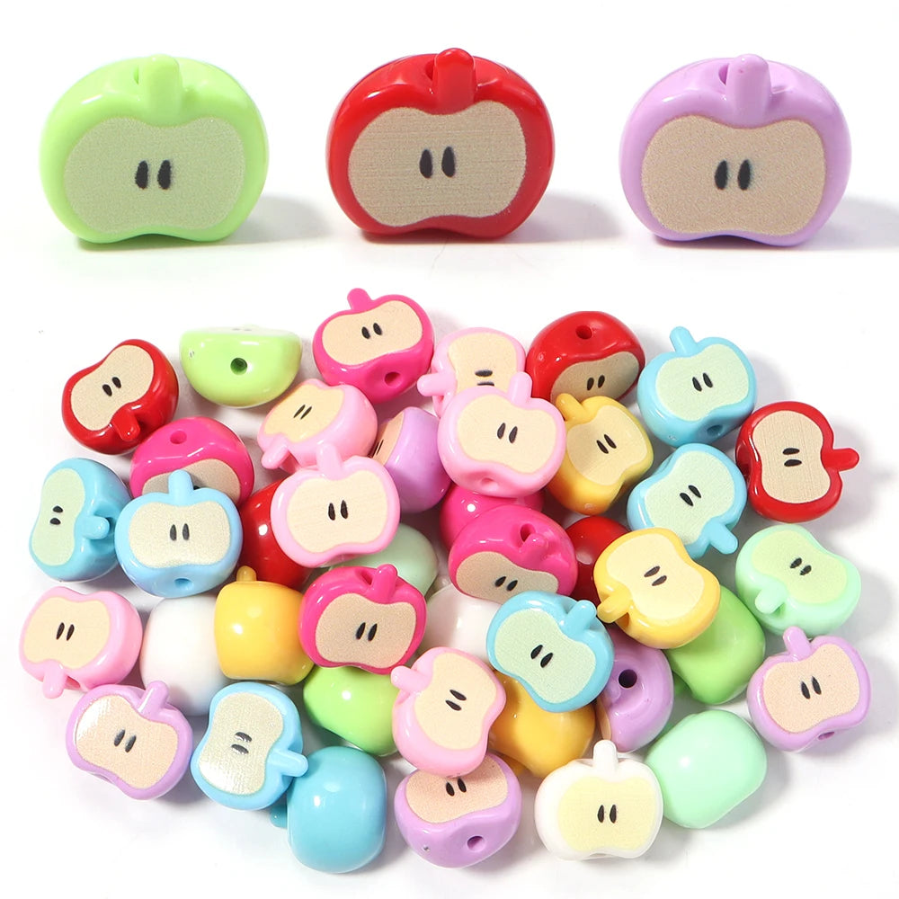 10pcs Half Apple Acrylic Spacer Beads – Colorful DIY Jewelry Acrylic Spacer Beads PLUSH