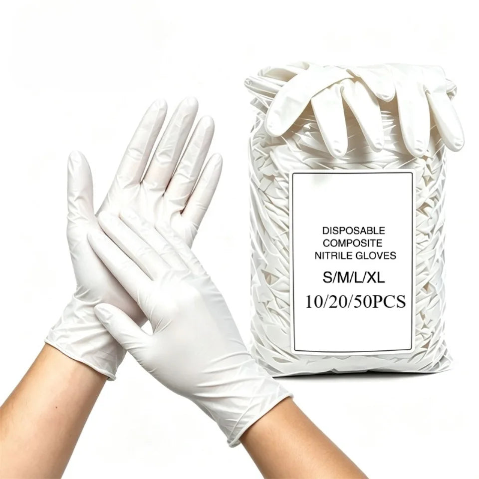 White Nitrile PVC Disposable Gloves 10/20/50 Pack – Kitchen Disposable Gloves PLUSH