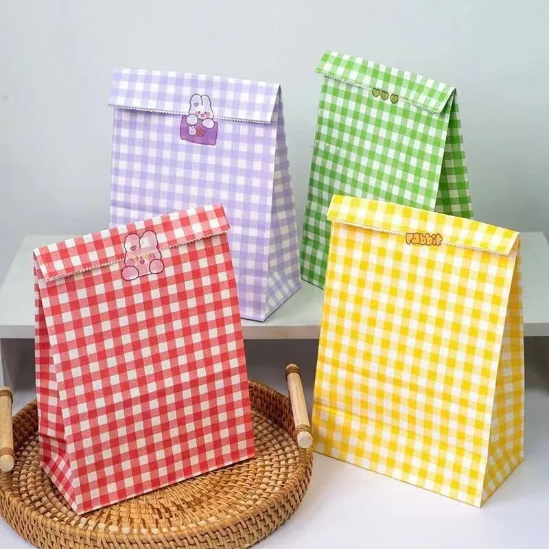 Colorful Checkered Kraft Paper Gift Bags 10/20pcs | Party Favors Party Gift Bags PLUSH