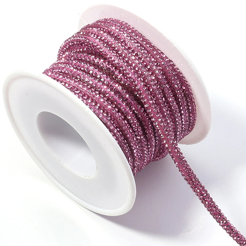 5 Yards Rhinestone Crystal Cup Chain Cord – DIY Jewelry & Crafts Rhinestone Craft Cord PLUSH light pink 4mm