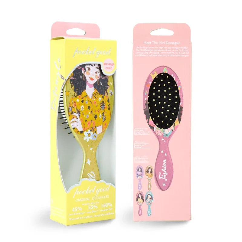 Cartoon Girl Air Cushion Detangling Hair Brush – 4 Colors Detangling Hair Brush PLUSH