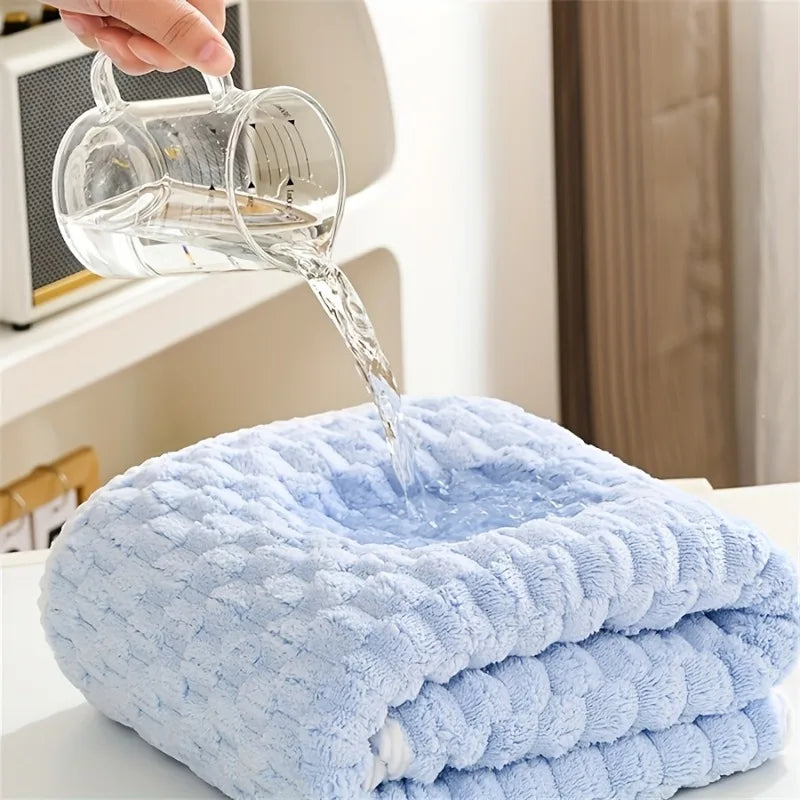PLUSH 70x140cm Waffle Weave Bath Towel | Quick Dry Coral Fleece Bath Towel PLUSH