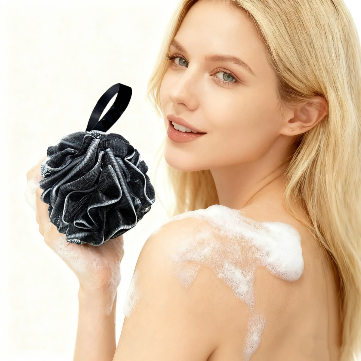 Exfoliating Body Scrubber – Silky Mesh Bath Ball for Smooth Skin Body Scrubber PLUSH