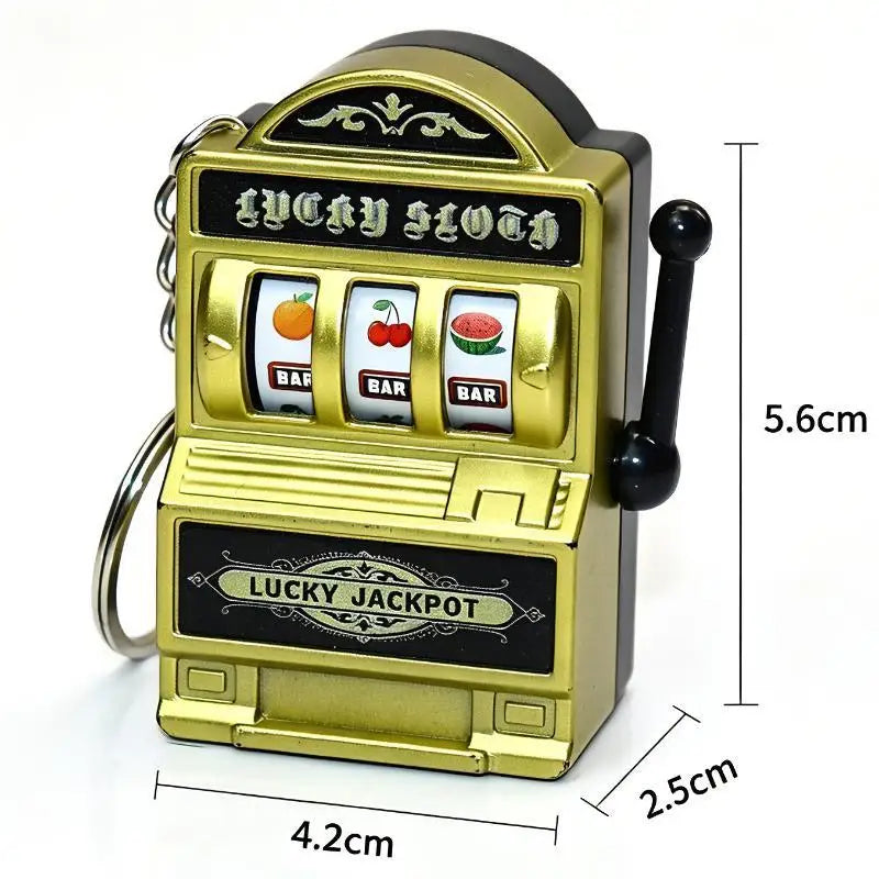 Mini Slot Machine Keychain – Lucky Jackpot Pocket Arcade Toy Novelty Keychain Toy PLUSH D