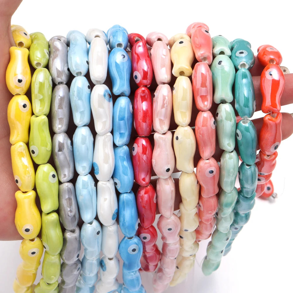 10pcs Fish Shape Ceramic Beads 10x20mm – DIY Jewelry Making Ceramic Jewelry Beads PLUSH