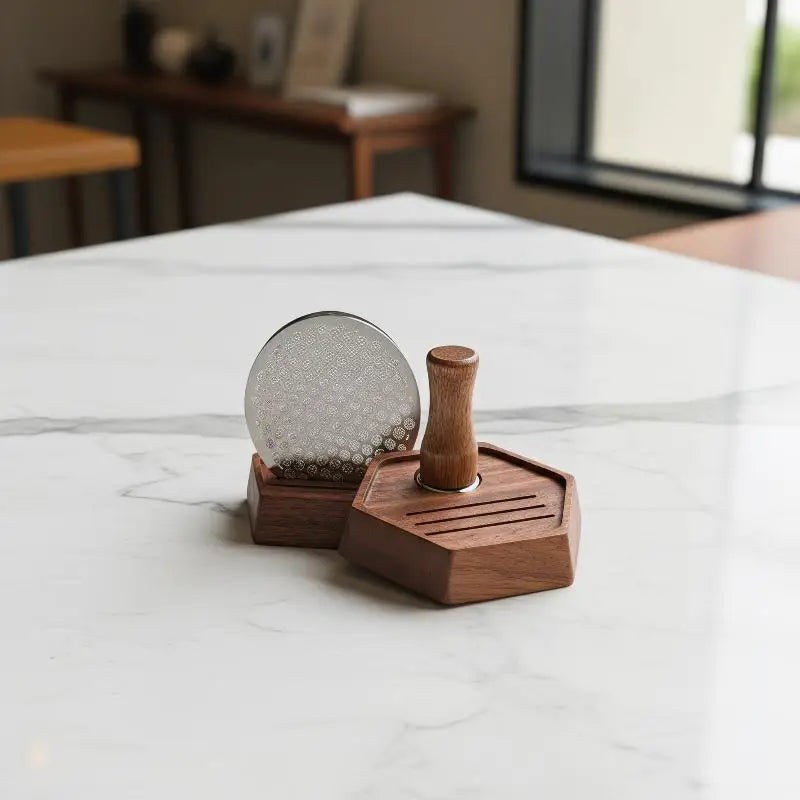 Wooden Hexagon Espresso Puck Screen Stand 51/53/58MM Coffee Accessory Stand PLUSH