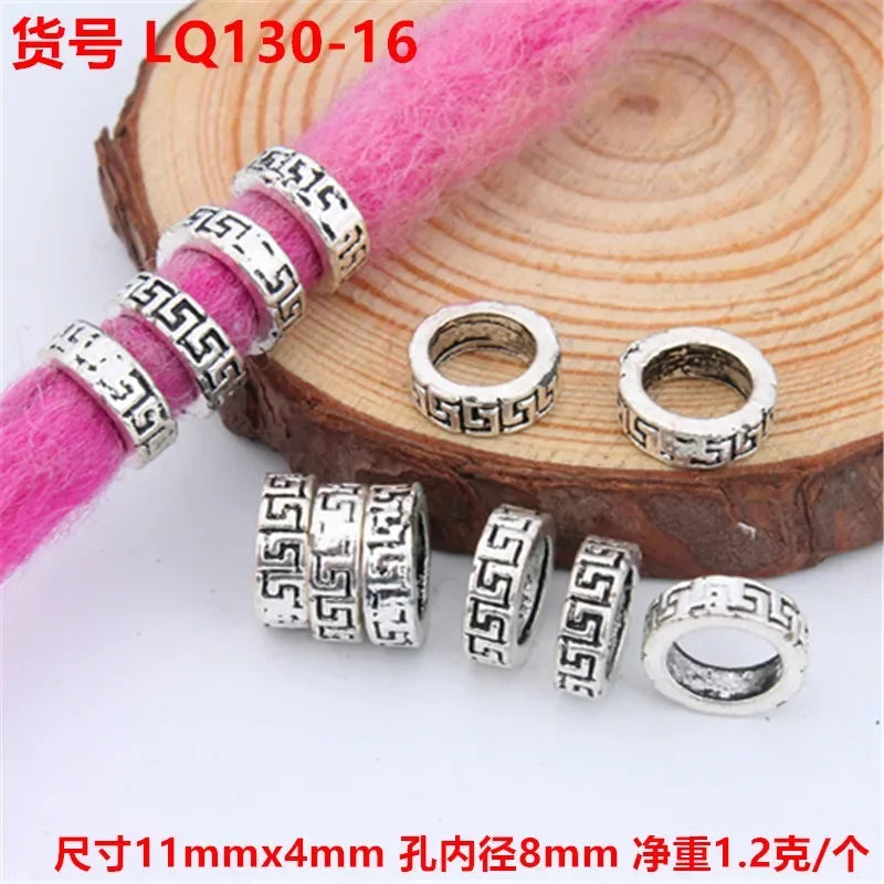 5pcs Viking Dreadlock Hair Braid Beads Cuffs Rings Gold Silver Hair Braid Cuffs PLUSH 5pcs LQ130-16